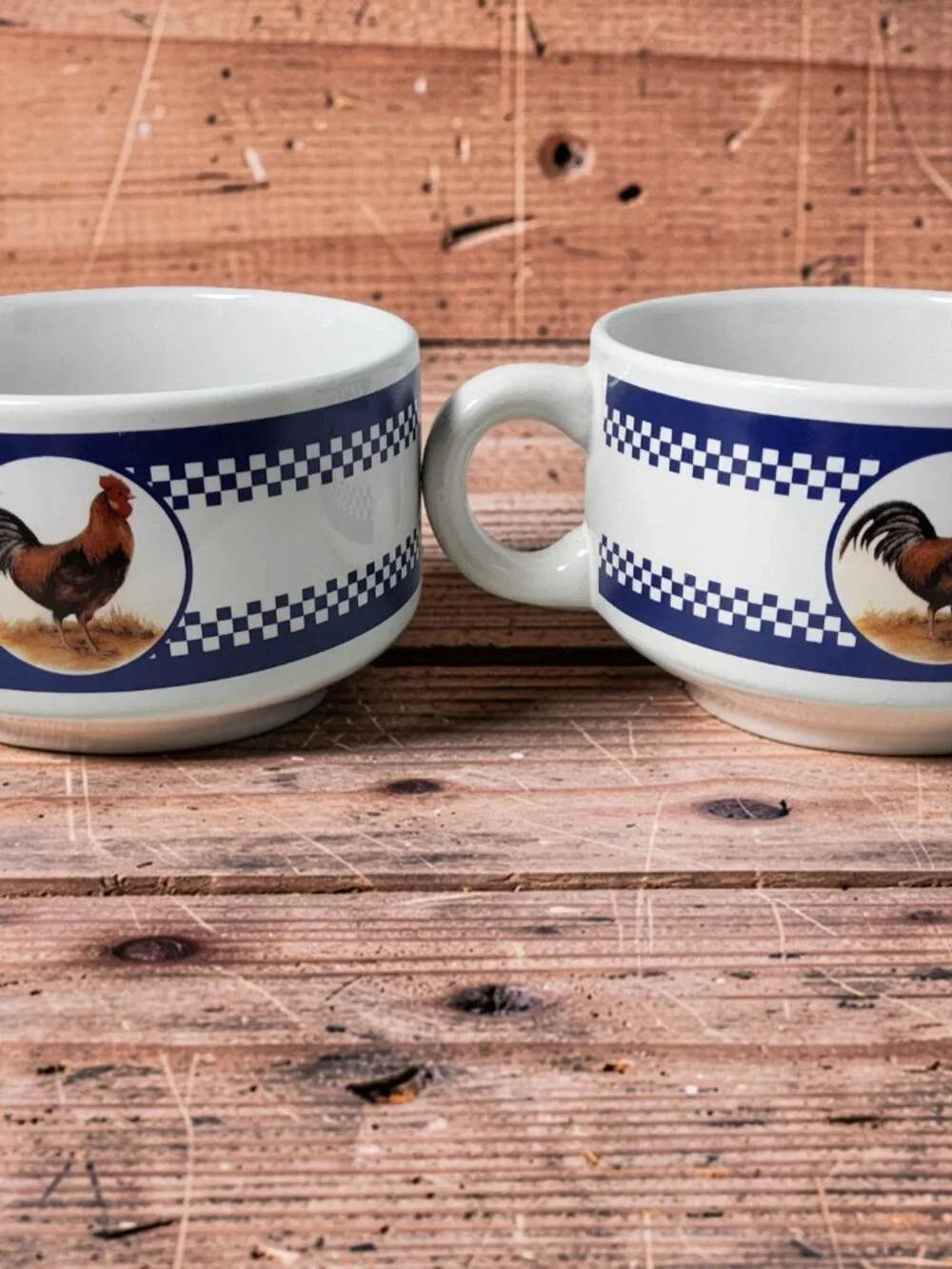Vintaged Houston Harvest Set of 2 Ceramic Rooster or Chicken Soup Bowls